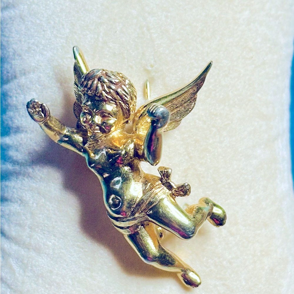 Vintage Signed Marcel Boucher Designer Costume Jewelry Angel Cupid Pin Brooch
